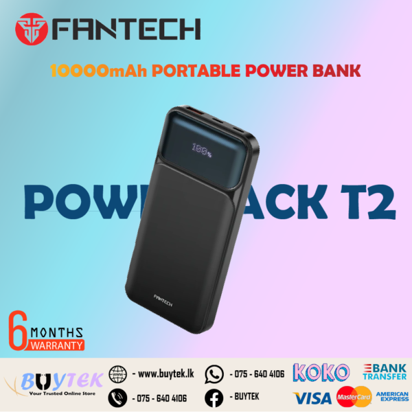 FANTECH T2 10000mAh 22.5W FAST CHARGING POWER BANK (BLACK)