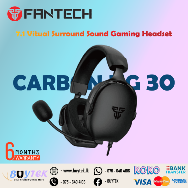 FANTECH HG30 CARBON 7.1 SURROUND SOUND GAMING HEADSET - BLACK